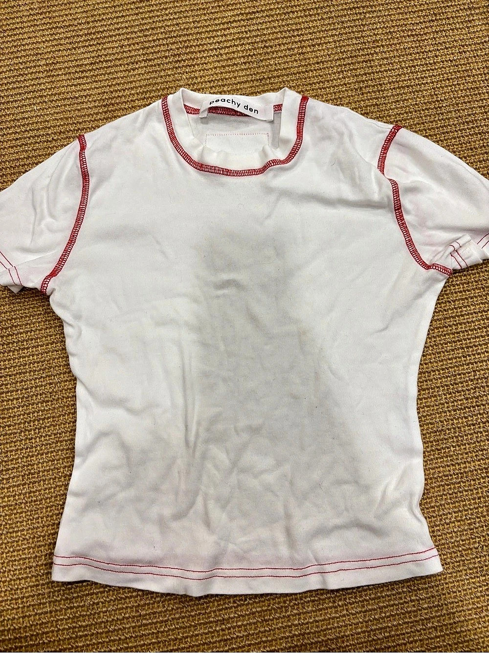 Peachy Den White Short Sleeve Tee Size Small